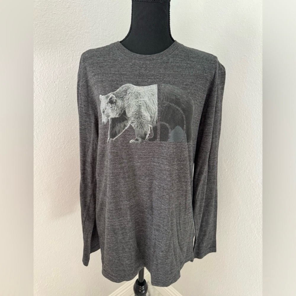 Gray Long Sleeve Shirt with Bear Graphic